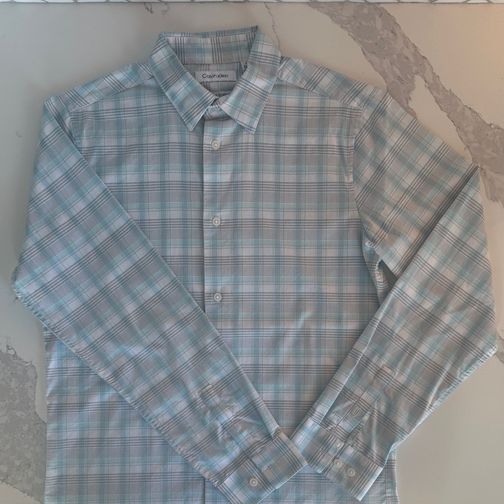 Calvin Klein Slim Fit + Stretch Button-Down Plaid Shirt